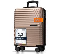 Cocoono Premium Handgepäck Koffer 55x40x20cm - passend für Ryanair, Lufthansa, Eurowings und co. I 38L Handgepäck Koffer mit sanften Rollen und praktischem TSA Schloss, Bordkoffer (Champagner, M)