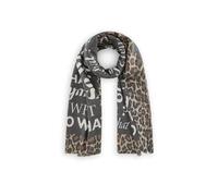 CODELLO Damen Kaschmirweicher Schal mit Schrift und Leopardenrand