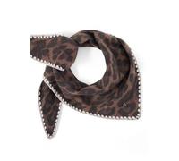 CODELLO Dreieckstuch mit Leodruck und handgehäkelter Bordüre Farbe braun