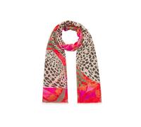 Codello Fashion leichter Schal mit Leoparden-Motiven, Rot-Mehrfarbig