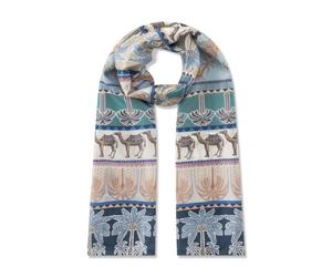 Codello Fashion Premium Seidenschal mit Orient-Motiven, Blau-Mehrfarbig