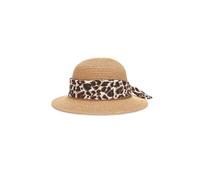 CODELLO Fashion Sonnenhut mit Leoparden-Tuch, Braun, Strohhut, One Size