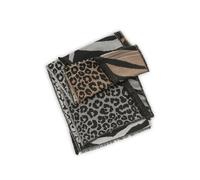 Jacquardschal aus Baumwoll-Mischung mit gewebten Fellmusterungen grau - Gr. - one size