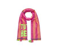Codello - Leichter Schal aus Baumwollmischung mit Streifen und TUTTO BENE-Schriftzug pink - Gr. - one size