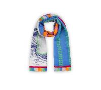 Codello - PRINTED SCARF VISCOSE/MODAL PALMTREE STRIPES 100X180CM D04 FASHION (BLU2), 1 Stück