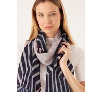 Premium Schal aus weicher Modal-Woll-Mischung mit graphischen Muster blau - Gr. - one size