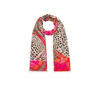 Codello Schal Fashion – leichter Schal mit Leoparden-Motiven, Rot-Mehrfarbig
