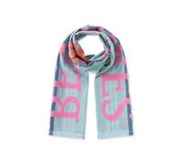 Schal aus Baumwollmischung mit Streifenmuster und BEACH VIBES-Schriftzug blau - Gr. - one size