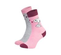 Codello X Peanuts 2 Paar Snoopy Socken mit Herzchen, Pink-Grau