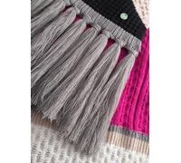 Codello - XXL-gestrickter Schal aus weicher Wollmischung mit auffälligen Fransen und graphischem Muster pink - Gr. - one size
