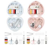 CODIRATO 2 Boxen Mini Reise Nähset mit 20 Stück Nähzubehör Tragbares Nähset mit faltbarem Etui Näh Reparaturset Mini Kunststoff Nähkästchen für Zuhause, Reisen und Notfälle