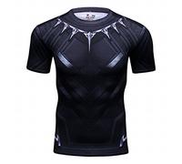 Cody Lundin Herren Kompression Sport Kurzarm Tee Superheld 3D gedruckte Muster Cosplay Motion Run Kurzarm Fitness T-Shirt Gr. XL, Black Panther