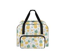 COEQINE 50,8 x 33 x 25,4 cm große Nähmaschinen-Tragetasche für Damen, Tragetasche, Reisetasche, Multi-Taschen-Organizer, Gelbes Ananas-Muster, Reisetasche
