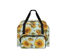 COEQINE 50,8 x 33 x 25,4 cm große Nähmaschinen-Tragetasche für Damen, Tragetasche, Reisetasche, Multi-Taschen-Organizer, Gelbe Sonnenblume, klein, grün, Reisetasche