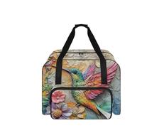 COEQINE Aufbewahrungstasche für Nähmaschinen, tragbar, langlebig, für Reisen, Nähprojekte, 20 x 10 x 13 cm, Kolibri-Blumendesign, Reisetasche