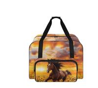 COEQINE Aufbewahrungstasche für Nähmaschinen, tragbar, langlebig, für Reisen, Nähprojekte, 20 x 10 x 13 cm, Pferde-Sonnenuntergangsmuster, Reisetasche