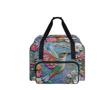 COEQINE Aufbewahrungstasche für Nähmaschinen, tragbar, langlebig, für Reisen, Nähprojekte, 20 x 10 x 13 cm, Kolibri-Blumenmuster, Reisetasche