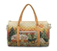 COEQINE Geldbörsen für Damen, gesteppt, Reisetasche, Reisetasche, Fitnessstudio, Orange Camper Vans Forest Print, L, Klassisch