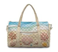 COEQINE Gesteppte Duffel Crossbody Tote Geldbörse für Damen Reisen, Coastal Beach Muschelpalme, L, Klassisch
