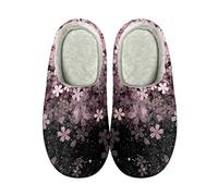 COEQINE Hausschuhe mit Fußgewölbeunterstützung Herren Frauen Mädchen Mode Home Hausschuhe Schlafzimmer Hausschuhe Anti-Rutsch-Sohle Baumwollschuhe, Rosa Blumen, 42 EU