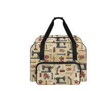 COEQINE Nähmaschinen-Aufbewahrungskoffer, leicht, mehrere Taschen, Organizer für Bastelprojekte und Reisen, Rosa, Vintage-Nähwerkzeug-Design, Reisetasche