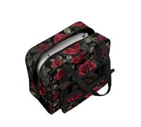 COEQINE Nähmaschinen-Aufbewahrungskoffer, leichte Tragetasche mit Druck, Multi-Taschen-Organizer für Reisen, 50,8 x 25,4 x 33 cm, Rotes Rosenmuster, Reisetasche