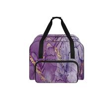 COEQINE Nähmaschinen-Etui für Damen, tragbare Reisetasche mit Taschen, Reißverschlusstasche, groß, 50,8 x 33 x 25,4 cm, Rosa, Violett, Marmor, Gold, Reisetasche