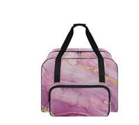 COEQINE Nähmaschinen-Etui für Damen, tragbare Reisetasche mit Taschen, Reißverschlusstasche, groß, 50,8 x 33 x 25,4 cm, Rosa, Violettes Marmormuster, Reisetasche