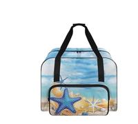 COEQINE Nähmaschinen-Set für Damen, Reisetasche, Aufbewahrungstasche mit mehreren Taschen, verstärkte Griffe, 50,8 x 33 x 25,4 cm, Blaues Seestern-Design, Reisetasche