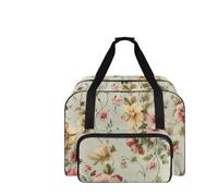 COEQINE Nähmaschinen-Set für Damen, Reisetasche, Aufbewahrungstasche mit mehreren Taschen, verstärkte Griffe, 50,8 x 33 x 25,4 cm, Vintage-Blumenmuster, Grau, Reisetasche