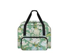 COEQINE Nähmaschinen-Set für Damen, Reisetasche, Aufbewahrungstasche mit mehreren Taschen, verstärkte Griffe, 50,8 x 33 x 25,4 cm, Grüne Kolibris mit tropischen Blättern, Reisetasche