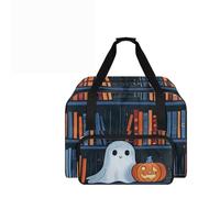 COEQINE Nähmaschinenkoffer mit harter Unterseite und schwarzer Tragetasche für Nähmaschinen, die meisten Standards, 50,8 x 25,4 x 33 cm, Ghost Pumpkin Books, Reisetasche