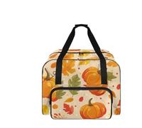 COEQINE Nähmaschinenkoffer mit Taschen und Griffen, Nähset, Zubehör, Zubehör, Reisen, Handwerk, Reisen, 50,8 x 33 x 25,4 cm, Kürbis-Herbstblatt-Design, Reisetasche
