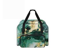 COEQINE Nähmaschinentasche aus Marmor mit Taschen, Grün-goldener Marmor-Druck, Reisetasche