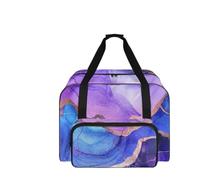 COEQINE Nähmaschinentasche aus Marmor mit Taschen, Violett-blaues Marmordesign, Reisetasche