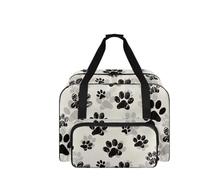 COEQINE Nähmaschinentasche mit Taschen und Griffen, Reiseaufbewahrung, Bastelbedarf, Organizer für die meisten Ständer, 50,8 cm, Schwarz-weißer Pfotenabdruck, Reisetasche