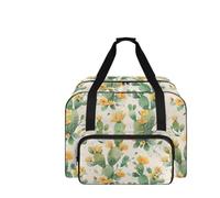 COEQINE Nähmaschinentasche mit Taschen und Griffen, Reiseaufbewahrung, Bastelbedarf, Organizer für die meisten Ständer, 50,8 cm, Grüner Blumenkaktus, Reisetasche