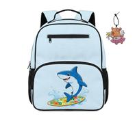 COEQINE Schulrucksack für Kleinkinder, Mädchen, Handtrage, Schulbuchtasche für Jungen, Baby, Jungen, Wickeltasche mit Schlüsselanhänger, 34,2 cm, Shark Surfing