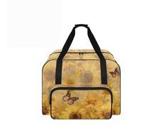 COEQINE Tragetasche für Nähmaschinen, Vintage-Stil, für Erwachsene, Handwerk, Anfänger, 50,8 x 33 x 25,4 cm, Sonnenblumen-Schmetterling, Reisetasche