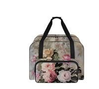 COEQINE Tragetasche für Nähmaschinen, Vintage-Stil, für Erwachsene, Handwerk, Anfänger, 50,8 x 33 x 25,4 cm, Vintage Floral Pink, Reisetasche