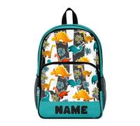 COEQINE Transparenter Rucksack für Jungen, strapazierfähig, für Kinder, Schultasche 10-12, Dino, Blaugrün, Custome Name, große Kapazität und verstärkte Gurtnähte, PVC, transparente Büchertasche für