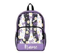 COEQINE Transparenter Rucksack für Mädchen, robuste Schultasche, Kindertasche, Namensbuch, 43,5 x 36 x 18 cm, Rotes Dino-Auto