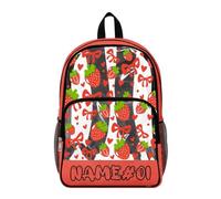 COEQINE Transparenter Rucksack für Mädchen, robuste Schultasche, Kindertasche, Namensbuch, 43,5 x 36 x 18 cm, Rotes Dino-Auto