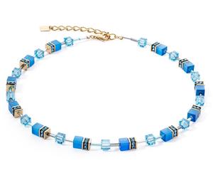 Coeur De Lion Damen Halskette 4020/10-0600 GeoCUBE® Iconic Mono Gold blau