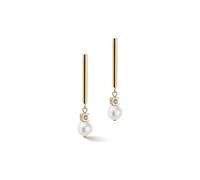 Coeur De Lion Damen Ohrhänger 1102/21-1416 Süßwasserperlen und Edelstahl weiß-gold