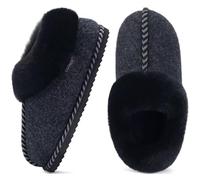 COFACE Damen Hausschuhe Pantoffeln Hausstiefel Hüttenschuhe Gemütliche Bequem Flauschih Plüsch Wärme Fell Memory Foam Schlafzimmer Slippers Women Bettschuhe Filz 2025 Winter Schwarz Größe 37