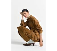 Cognacbraune Hemdjacke aus Velours 36 cinnamon