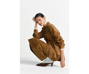Cognacbraune Hemdjacke aus Velours 42 cinnamon