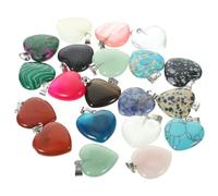 COHEALI 20 Stück Herzförmige Kristallanhänger Halsketten und Armbandanhänger aus Naturkristall Selbstgemacht Schmuck Zubehör Bunte Charme Ornamente für Damen und Herren