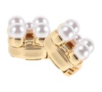 COHEALI Elegante Manschettenknöpfe für Damen mit Goldfarbener Legierung und Blumenförmigem Design Modische Perlenknöpfe für Hochzeit und Besondere Anlässe 2 Stück
